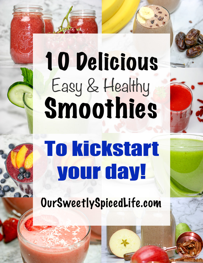10 Amazing, healthy smoothie recipes in a gorgeous free e-cookbook! Start your day with a delicious, easy smoothie breakfast, and get tips for smoothie prep and make ahead smoothie ideas. Fruit smoothies, green smoothies, meal replacement smoothies, protein smoothies, peanut butter chocolate smoothies: there’s a little of everything in this mini healthy smoothie cookbook (ebook). Vegan smoothie recipes! Simple healthy smoothie ideas! Gluten Free Dairy Free #cleaneating #smoothies #veganrecipes