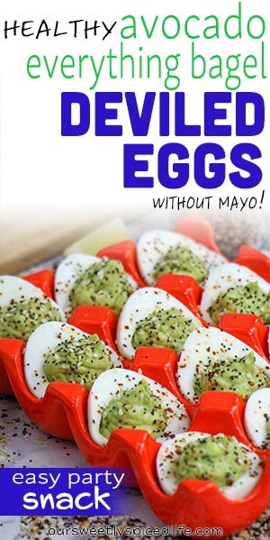 healthy avocado everything bagel deviled eggs in egg tray